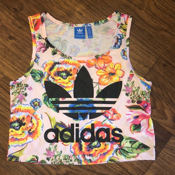 Adidas X Farm Floralita Cropped Tank Top Small - Picture 3 of 5
